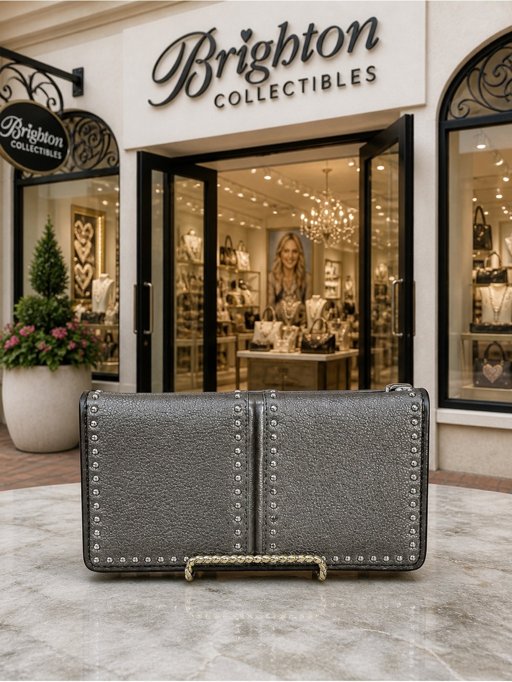 BRIGHTON Pretty Tough Collection
WALLET Leather, Studded Organizer Wallet. EUC⭐️
